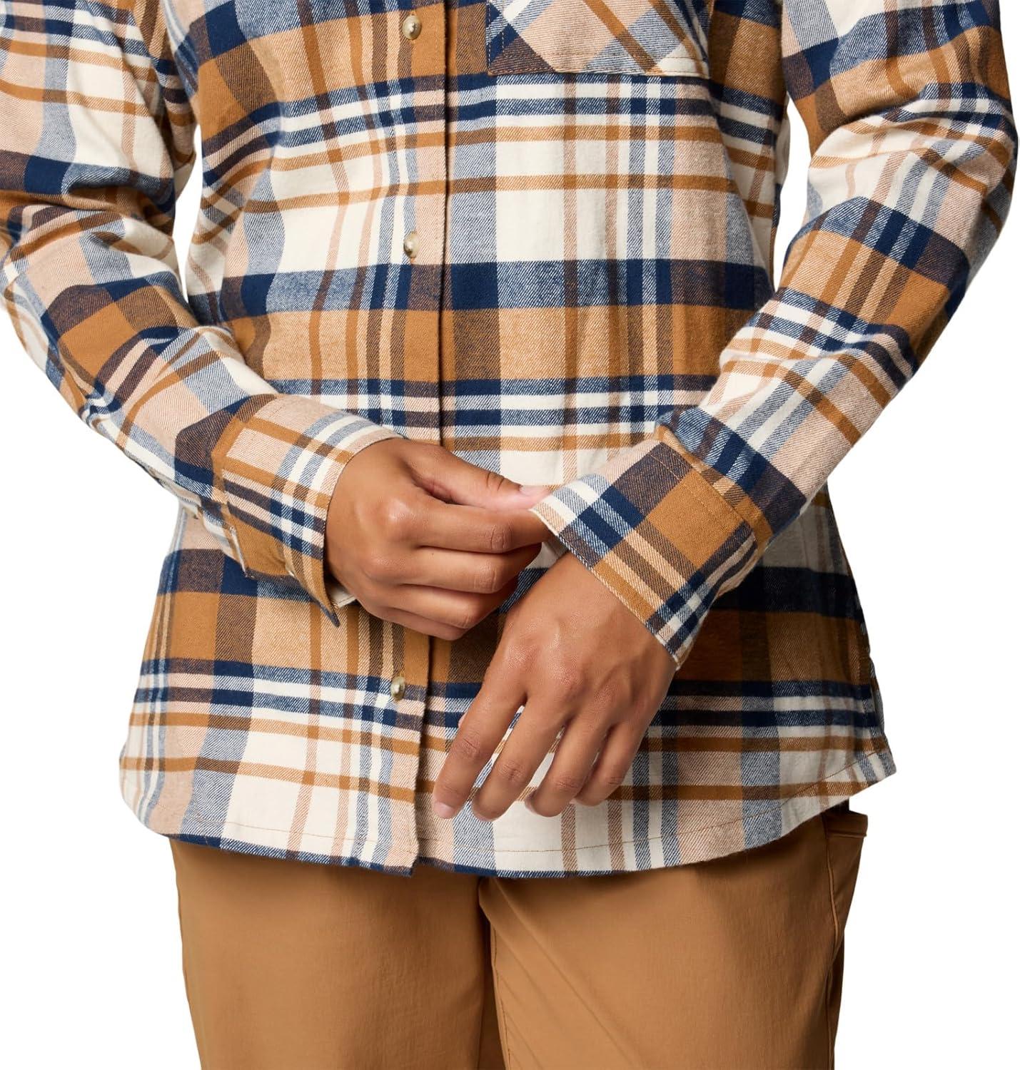 imageColumbia Womens Calico Basin Flannel Long Sleeve ShirtCamel Brown Multiplaid