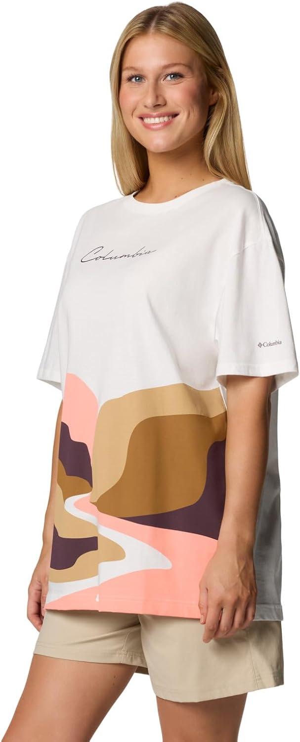 imageColumbia Womens Rolling Bend Graphic Oversized TeeSea SaltTrailscape