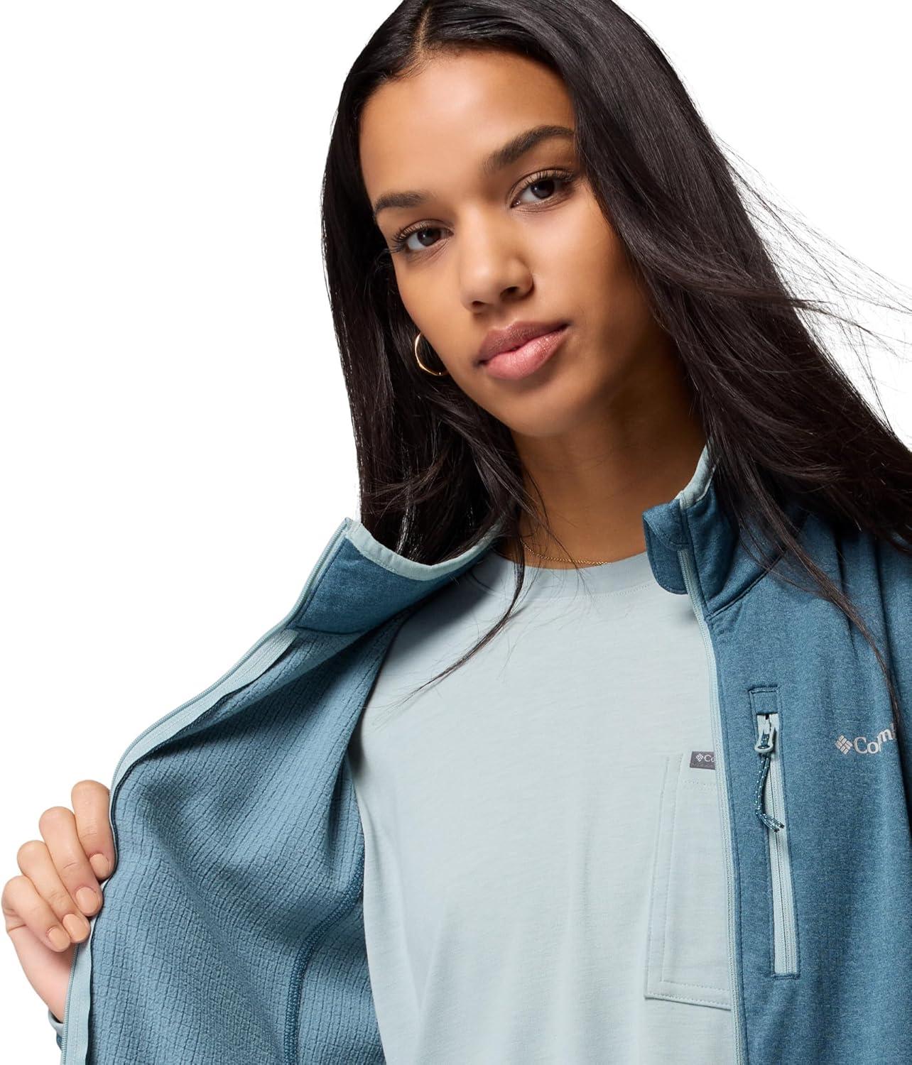 imageColumbia womens Essential Hike Grid Fleece Full ZipEverblueCrushed Blue