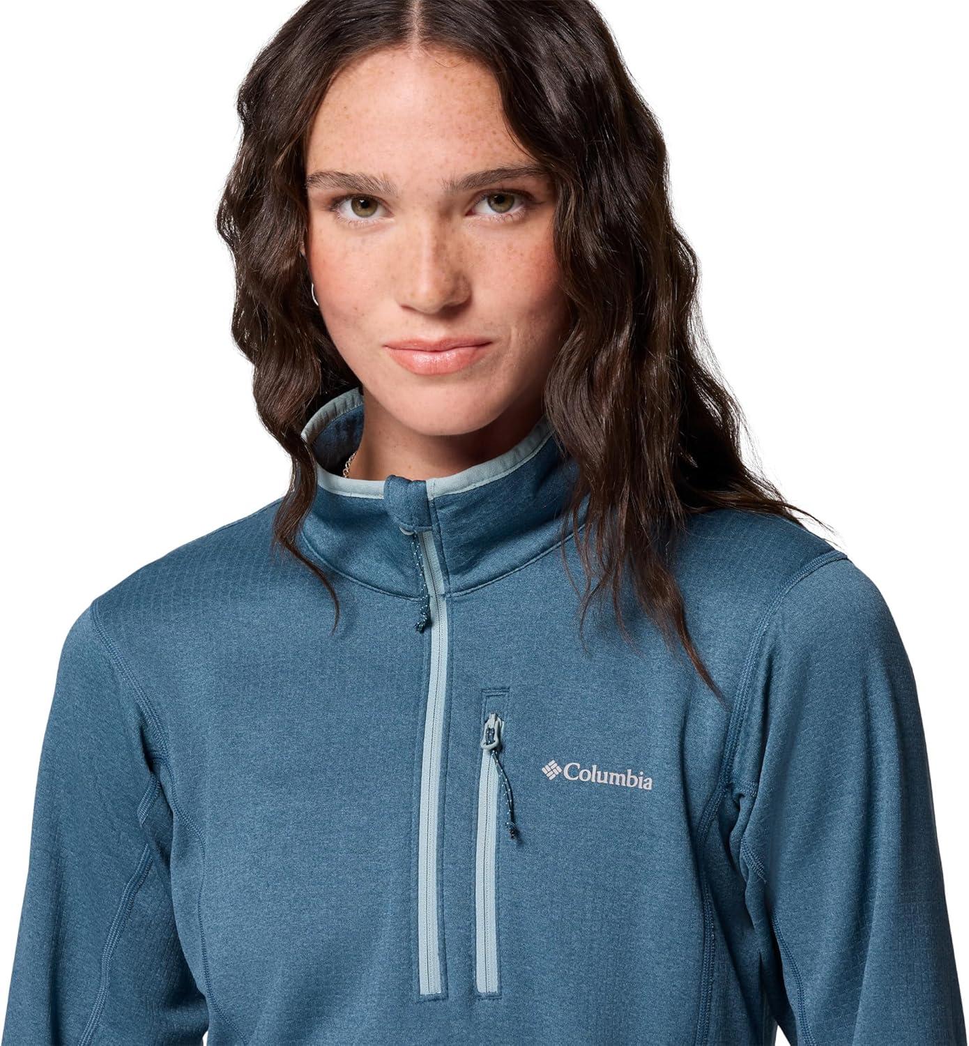 imageColumbia womens Essential Hike Grid Fleece Half ZipEverblueCrushed Blue