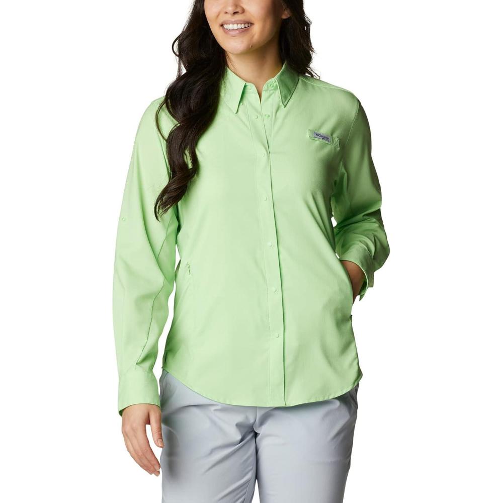 imageColumbia Sportswear Womens PlusSize Tamiami II Long Sleeve ShirtLime Glow