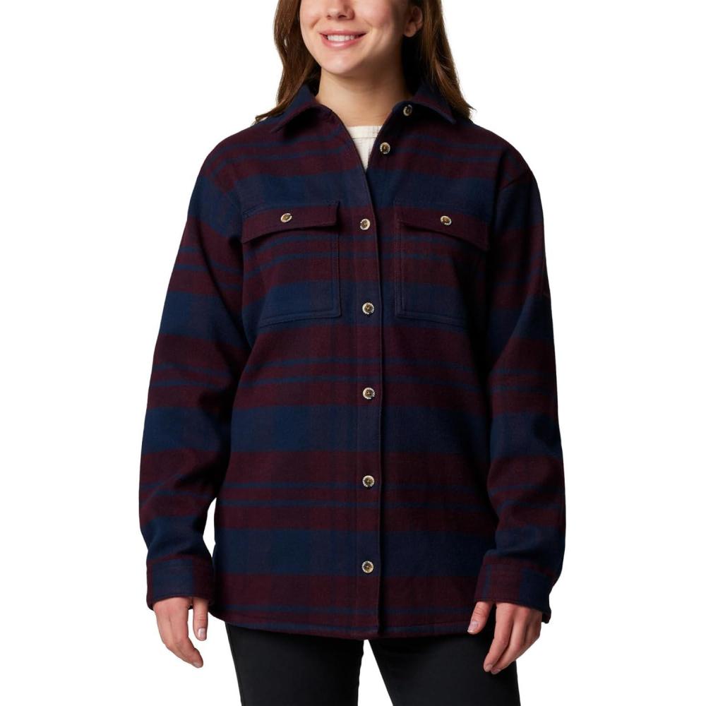 imageColumbia Womens Blue Point Creek Shirt JacketCollegiate Navy River Crossing Plaid