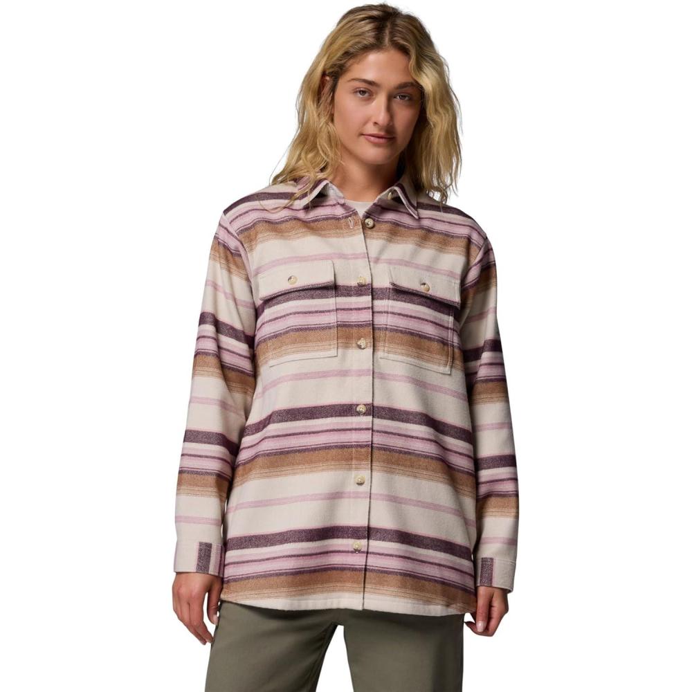 imageColumbia Womens Blue Point Creek Shirt JacketDark Stone Hilltop Stripe