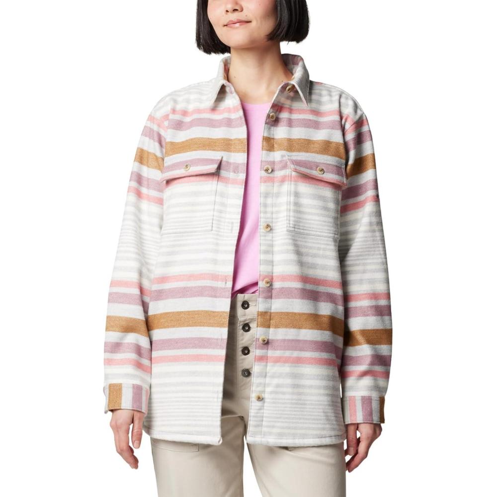 imageColumbia Womens Blue Point Creek Shirt JacketFig Mindful Stripe