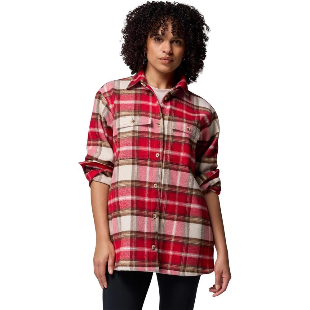 imageColumbia Womens Blue Point Creek Shirt JacketMountain Red Macro Buffalo Check