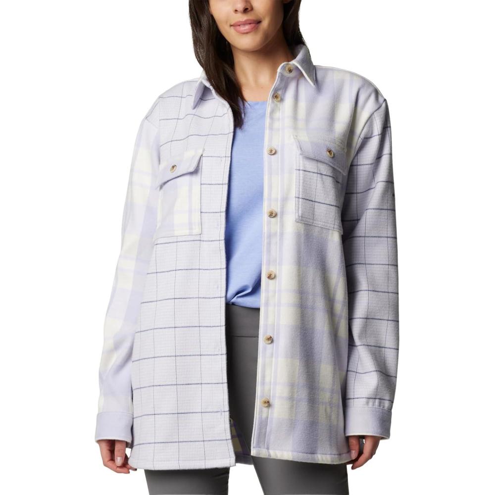 imageColumbia Womens Blue Point Creek Shirt JacketSnowdrift River Crossing PlaidMh