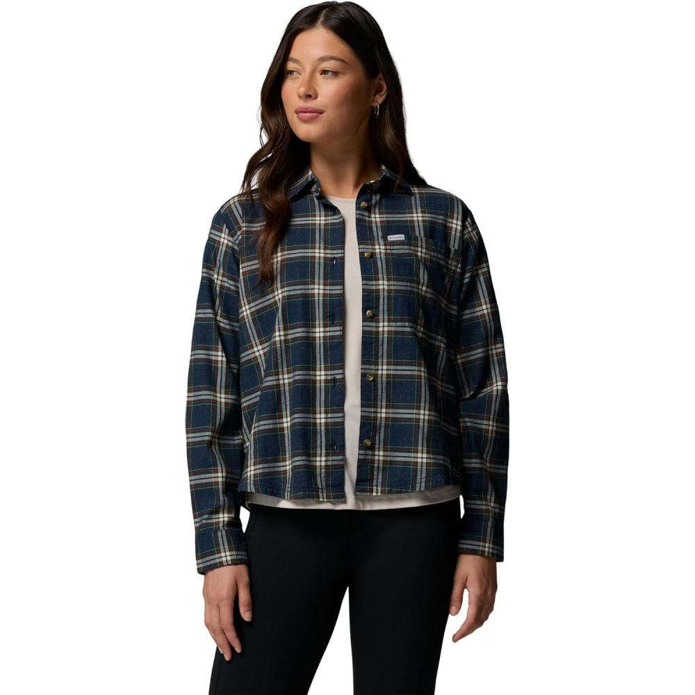 imageColumbia Womens Blue Point Creek Woven Long Sleeve ShirtCollegiate Navy Everyday Tartan