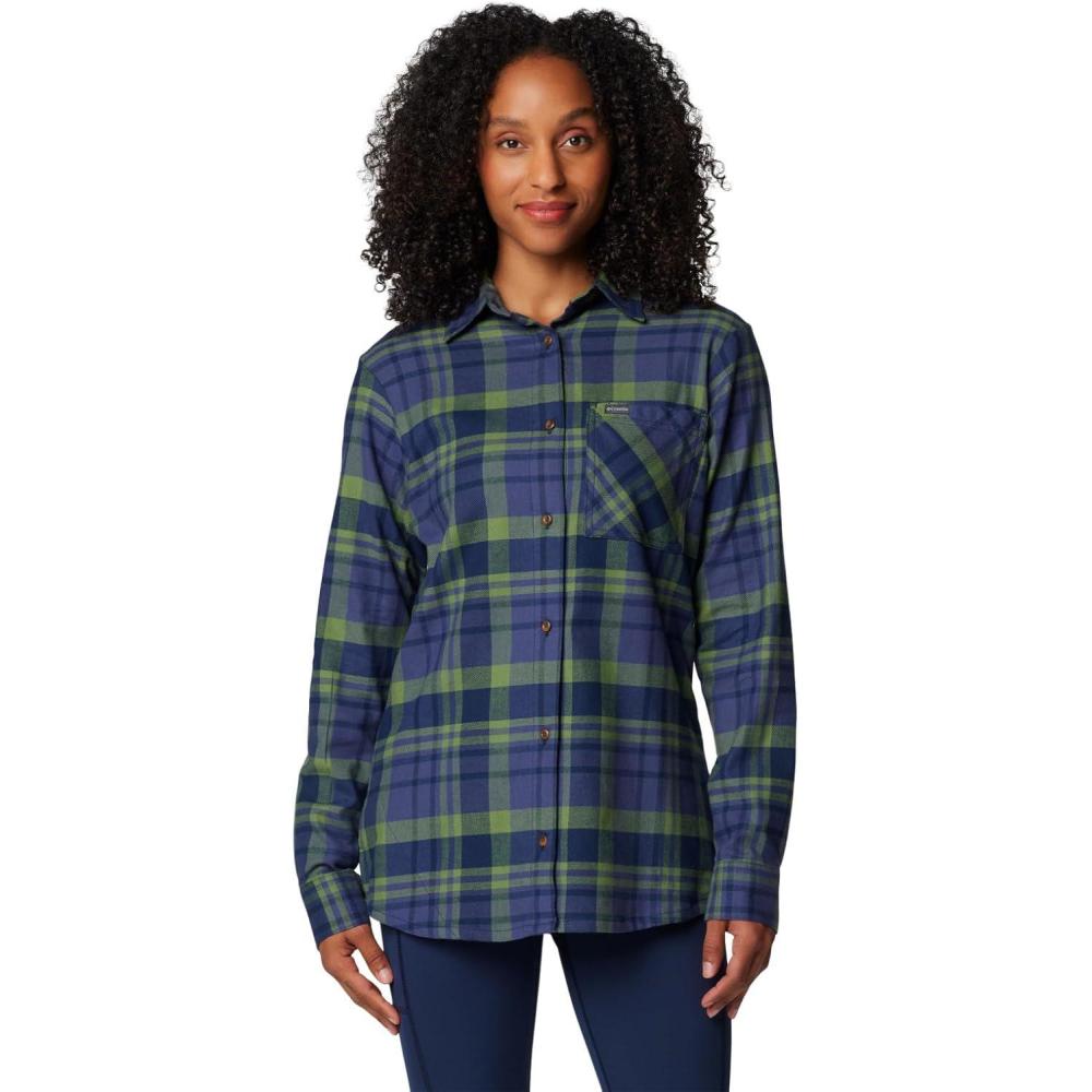 imageColumbia Womens Calico Basin Flannel Long Sleeve ShirtCollegiate Navy Multiplaid