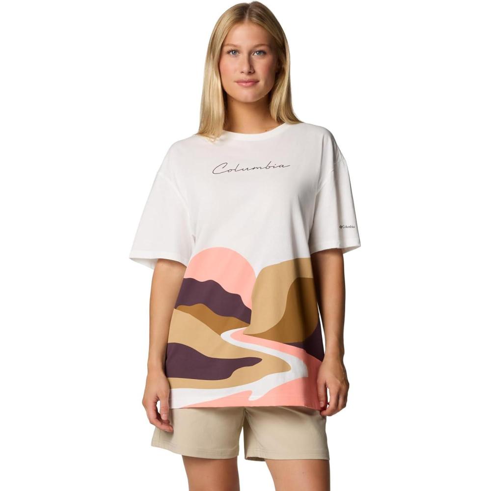 imageColumbia Womens Rolling Bend Graphic Oversized TeeSea SaltTrailscape