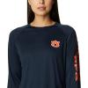 Columbia NCAA Womens Collegiate Tidal Tee Ls Shirt(Aub – Collegiate Navy  Spark Orange)