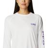Columbia NCAA Womens Collegiate Tidal Tee Ls Shirt(Lsu – White/Vivid Purple)