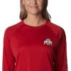 Columbia NCAA Womens Collegiate Tidal Tee Ls Shirt(Os – Intense Red  White)