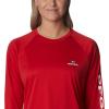 Columbia NCAA Womens Collegiate Tidal Tee Ls Shirt(Uga – Bright Red  White)