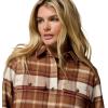 Columbia Womens Blue Point Creek Shirt Jacket(Camel Brown Macro Buffalo Check)