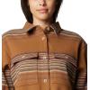 Columbia Womens Blue Point Creek Shirt Jacket(Camel Brown Vista Stripe)
