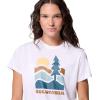 Columbia Womens Ruby Springs Graphic Fitted Short Sleeve(White/Get Hiked)