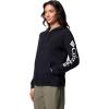 Columbia womens Trek Graphic Hoodie(Black/Gem Columbia Sleeve)