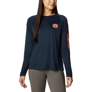 Columbia NCAA Womens Collegiate Tidal Tee Ls Shirt(Aub – Collegiate Navy  Spark Orange)