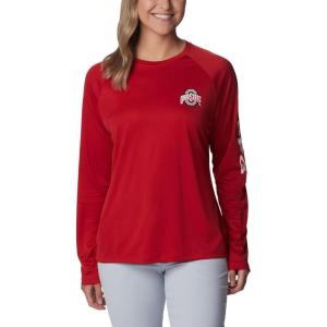 Columbia NCAA Womens Collegiate Tidal Tee Ls Shirt(Os – Intense Red  White)