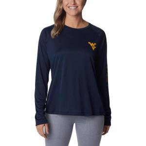 Columbia NCAA Womens Collegiate Tidal Tee Ls Shirt(Wv – Collegiate Navy/Mlb Gold)