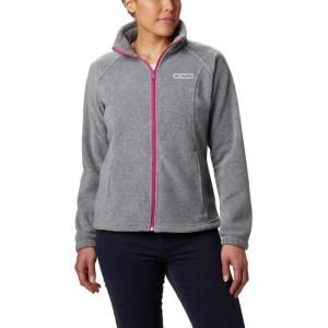 Columbia Women’s Benton Springs Full Zip(Light Grey Heather/Fuchsia)