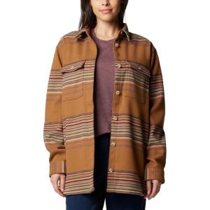 Columbia Womens Blue Point Creek Shirt Jacket(Camel Brown Vista Stripe)