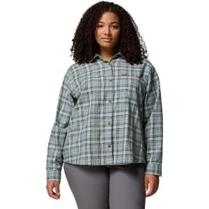 Columbia Womens Blue Point Creek Woven Long Sleeve Shirt(Crushed Blue Everyday Tartan)