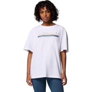 Columbia Women’s Rolling Bend Graphic Oversized Tee(White/First on Trail)