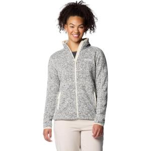 Columbia Womens Sweater Weather II Full Zip Fleece Jacket, Chalk Heather, Large