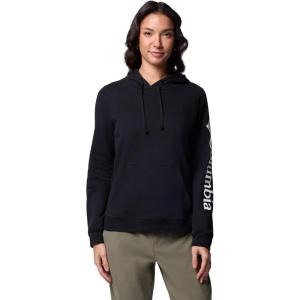 Columbia womens Trek Graphic Hoodie(Black/Gem Columbia Sleeve)