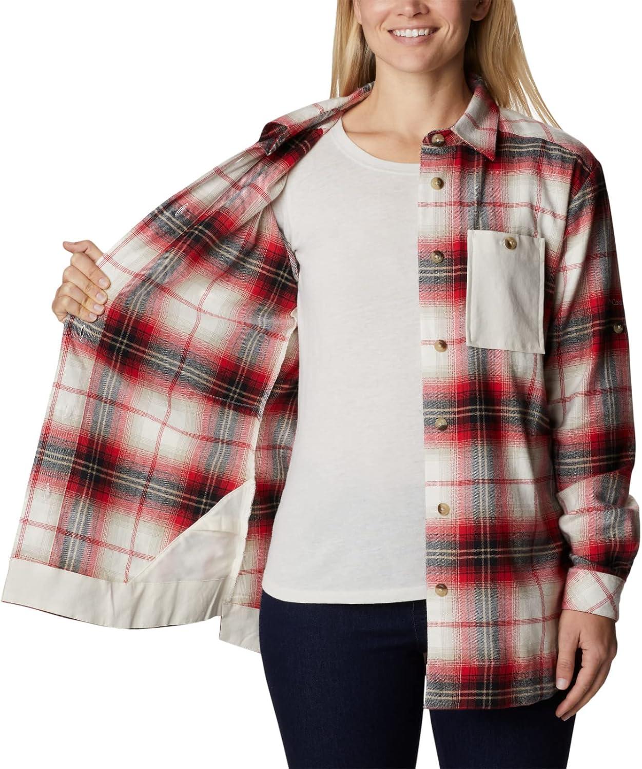 imageColumbia Womens Holly Hideaway Flannel ShirtButton Down ShirtChalk Multi Tartan