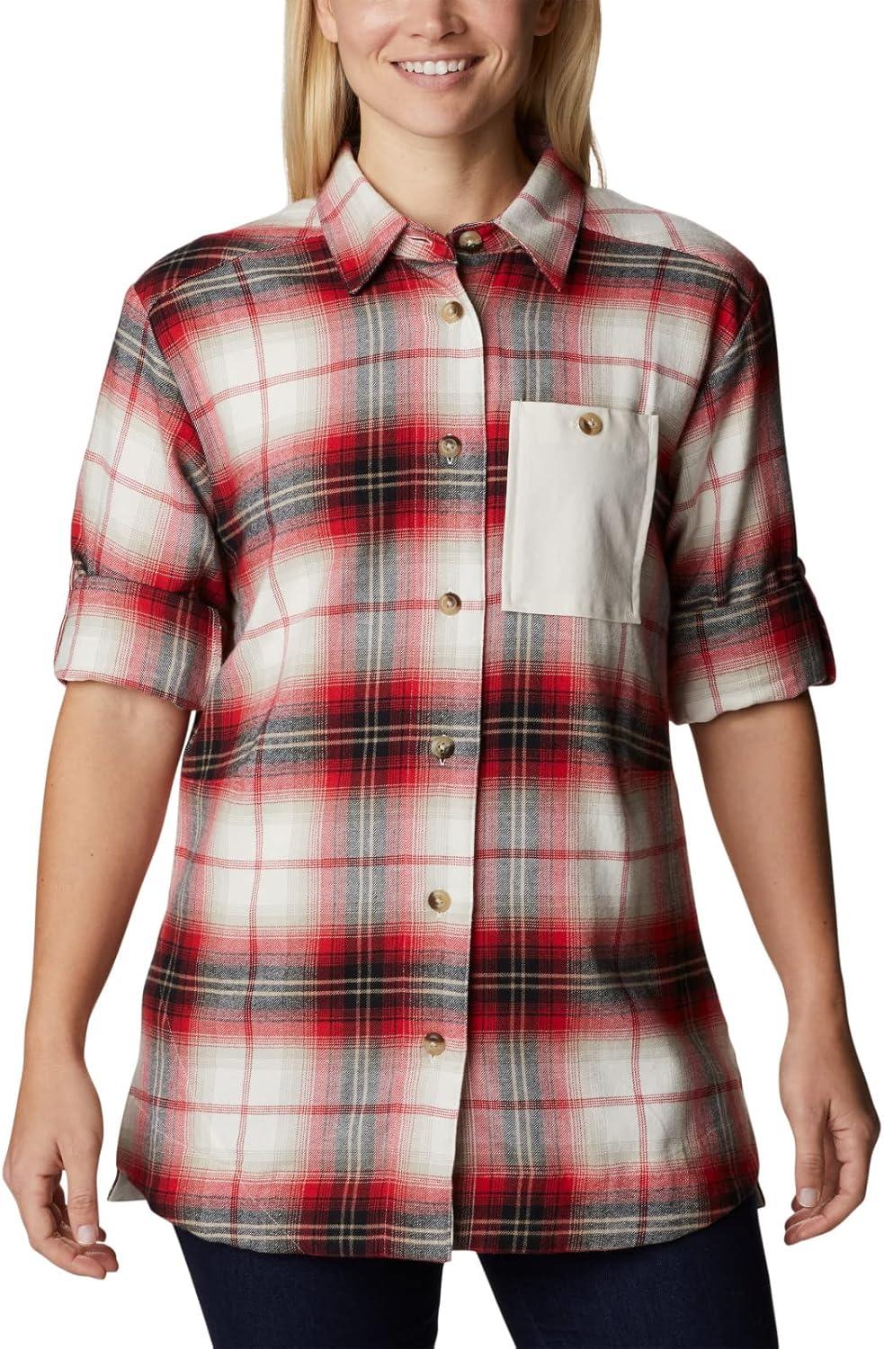 imageColumbia Womens Holly Hideaway Flannel ShirtButton Down ShirtChalk Multi Tartan
