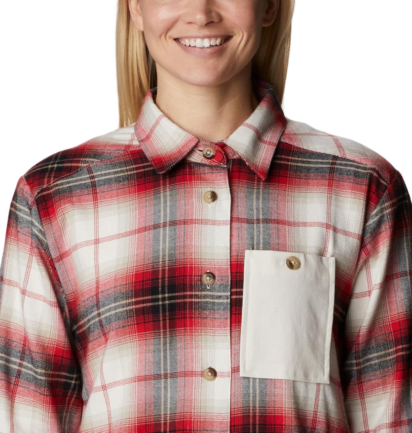 imageColumbia Womens Holly Hideaway Flannel ShirtButton Down ShirtChalk Multi Tartan
