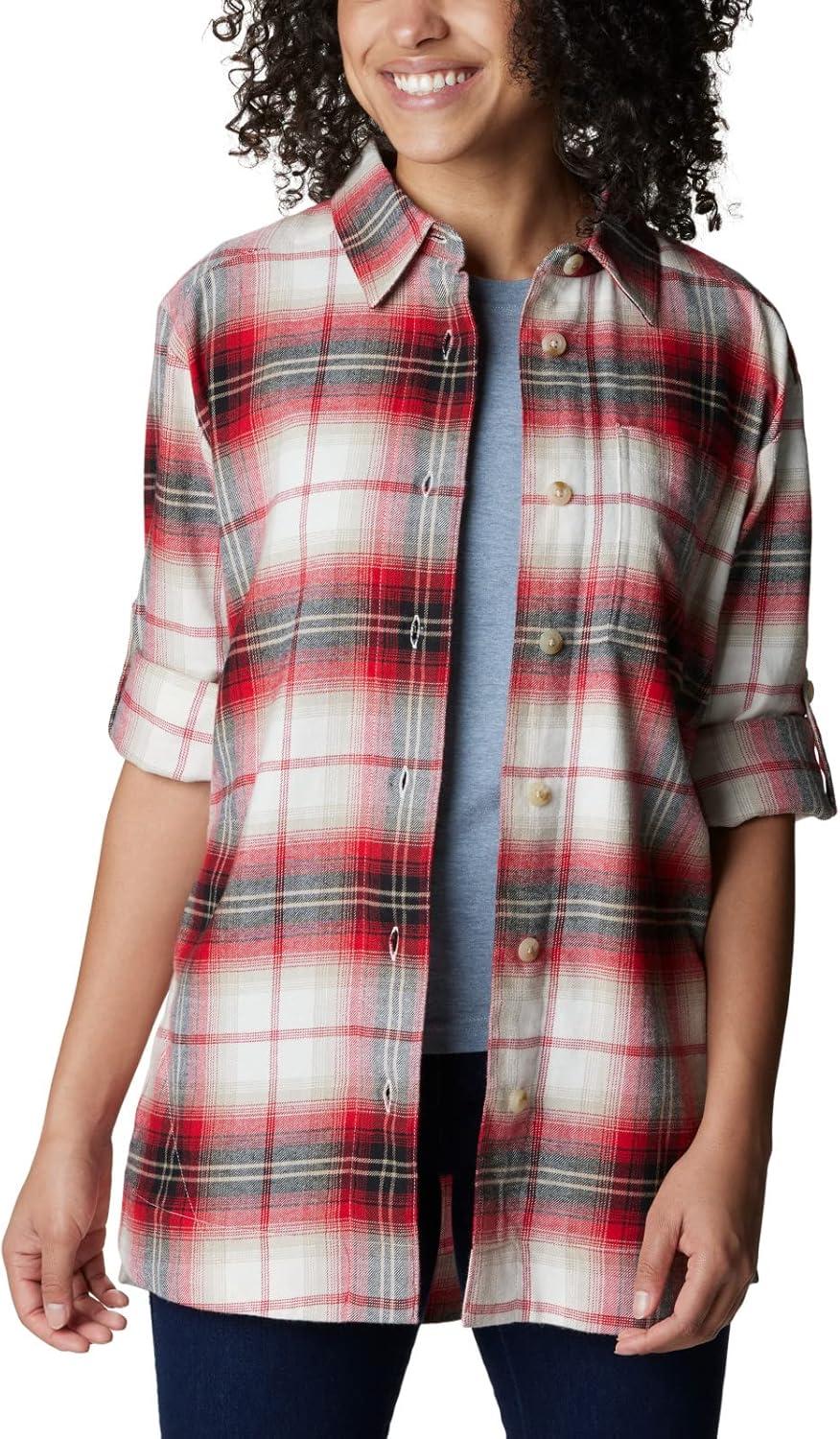 imageColumbia Womens Holly Hideaway Flannel ShirtButton Down ShirtChalk Ombre Tartan