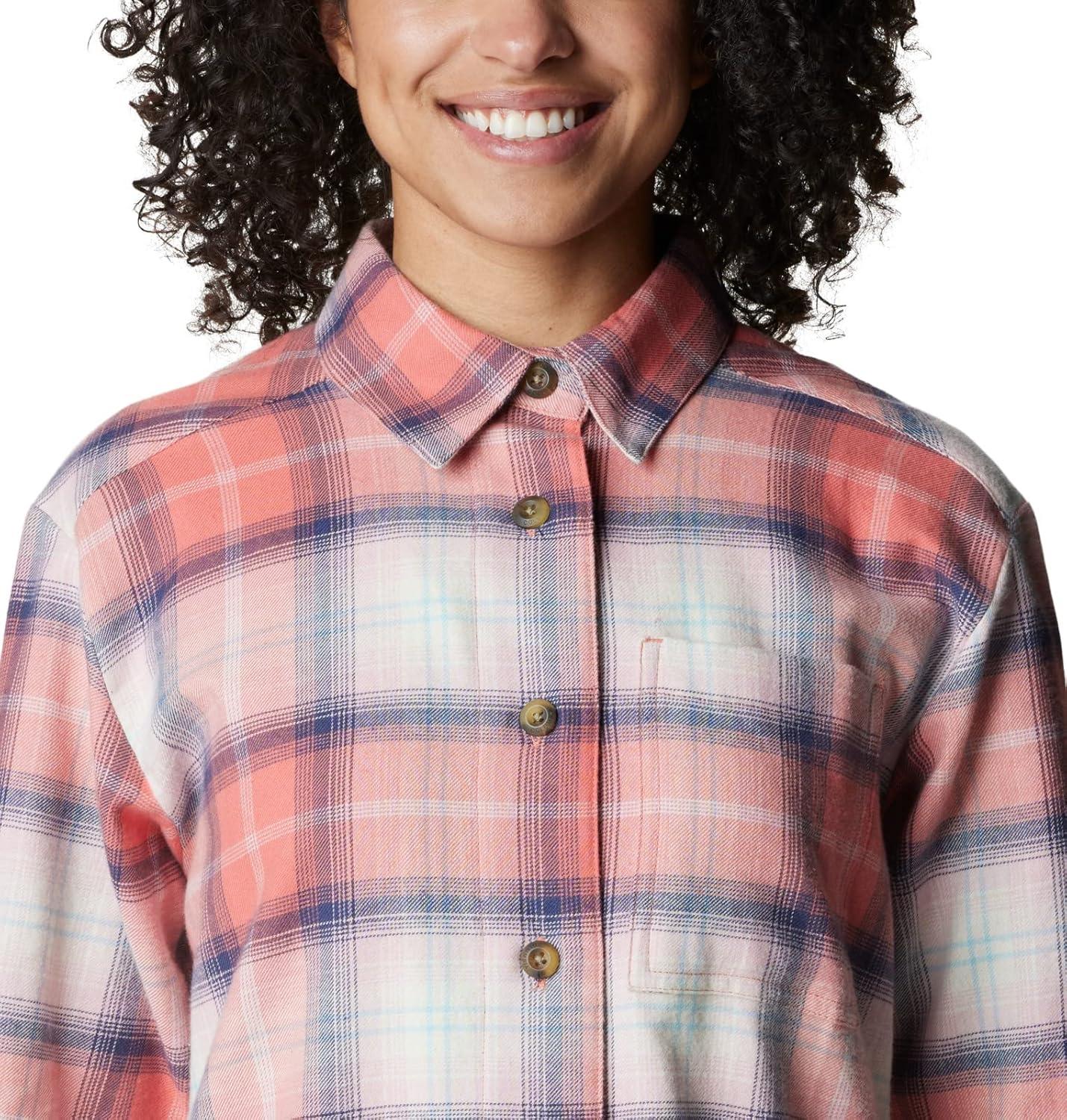 imageColumbia Womens Holly Hideaway Flannel ShirtButton Down ShirtFaded Peach Ombre Tartan