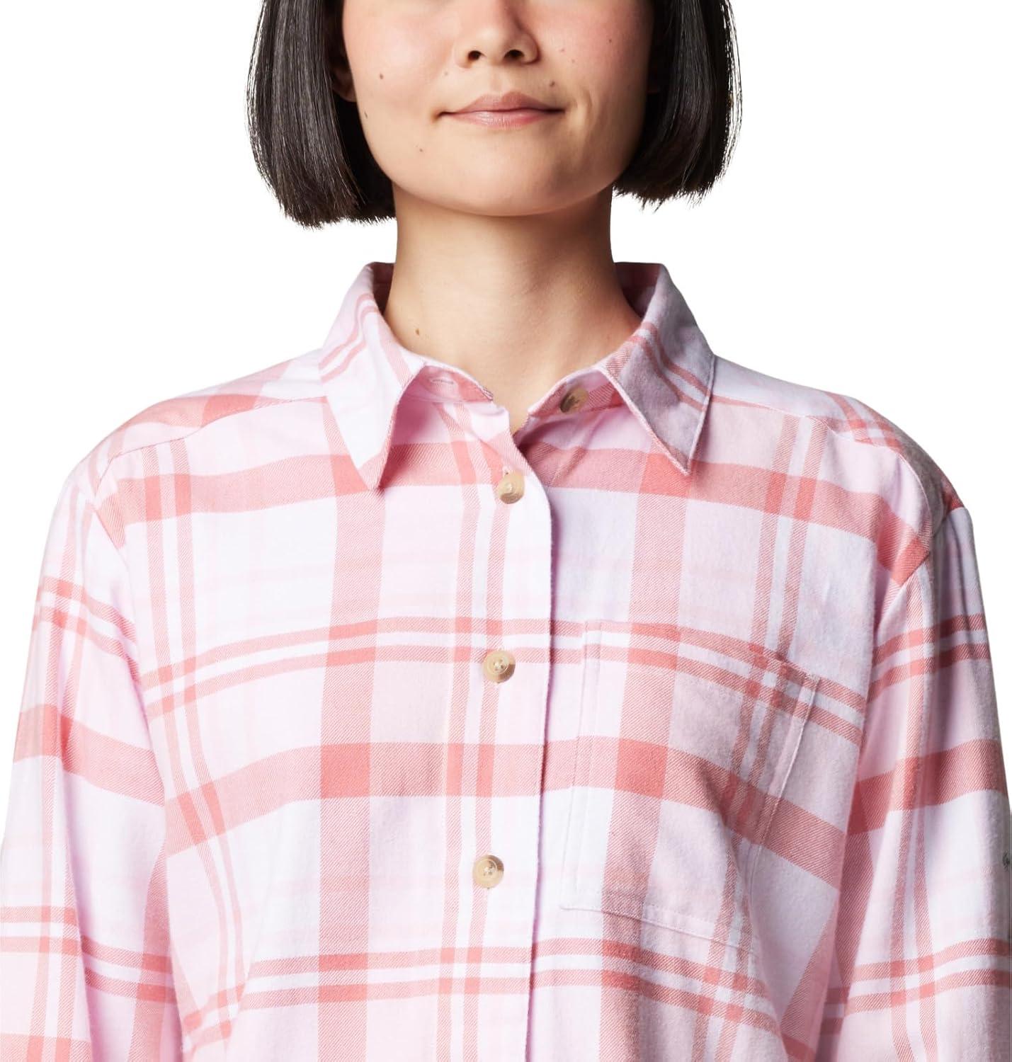 imageColumbia Womens Holly Hideaway Flannel ShirtButton Down ShirtPink Dawn Multiplaid