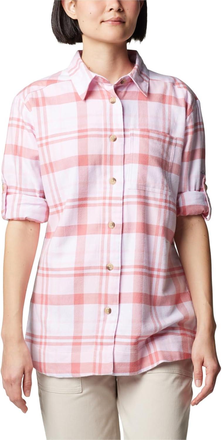 imageColumbia Womens Holly Hideaway Flannel ShirtButton Down ShirtPink Dawn Multiplaid