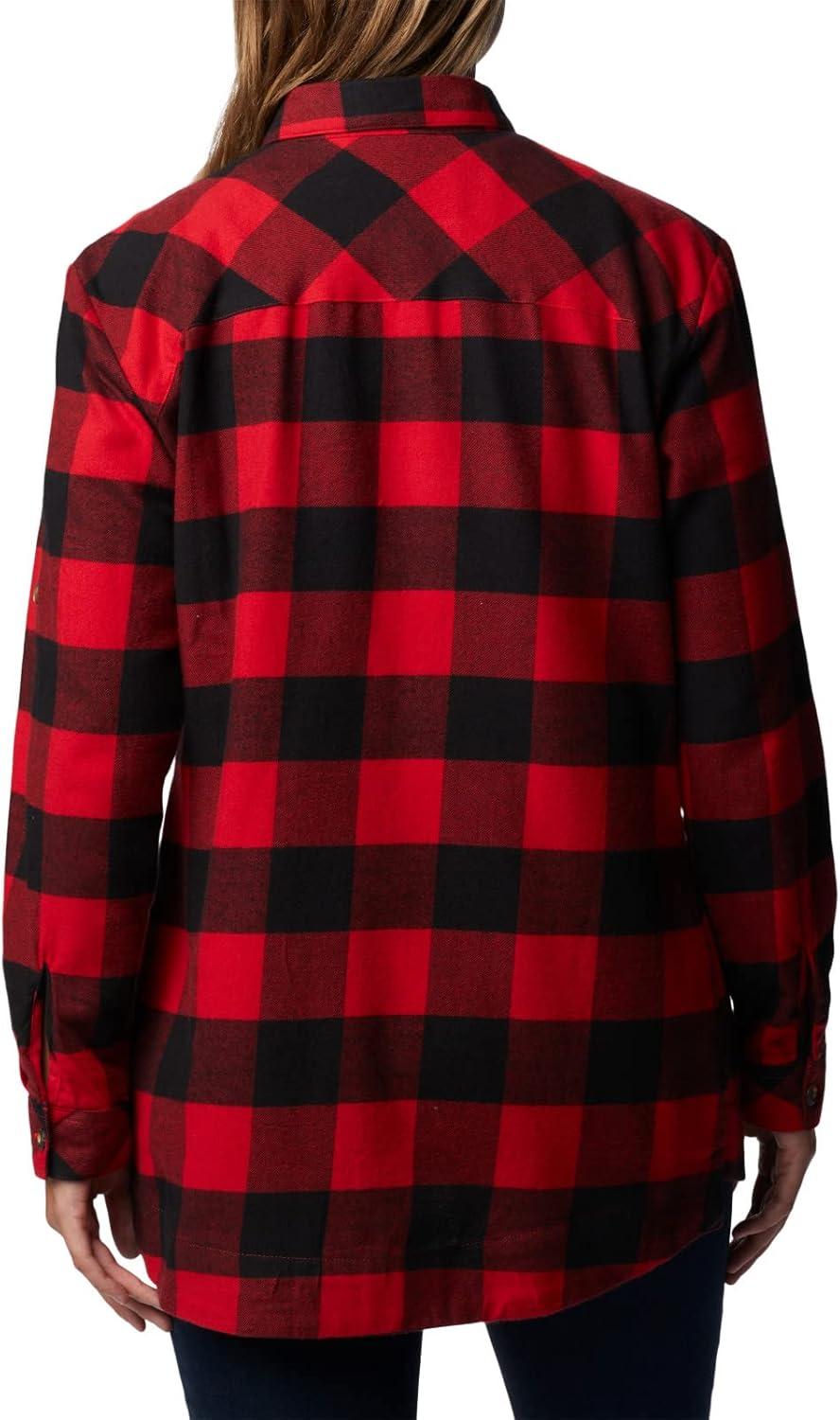 imageColumbia Womens Holly Hideaway Flannel ShirtButton Down ShirtRed Lily Buffalo Check