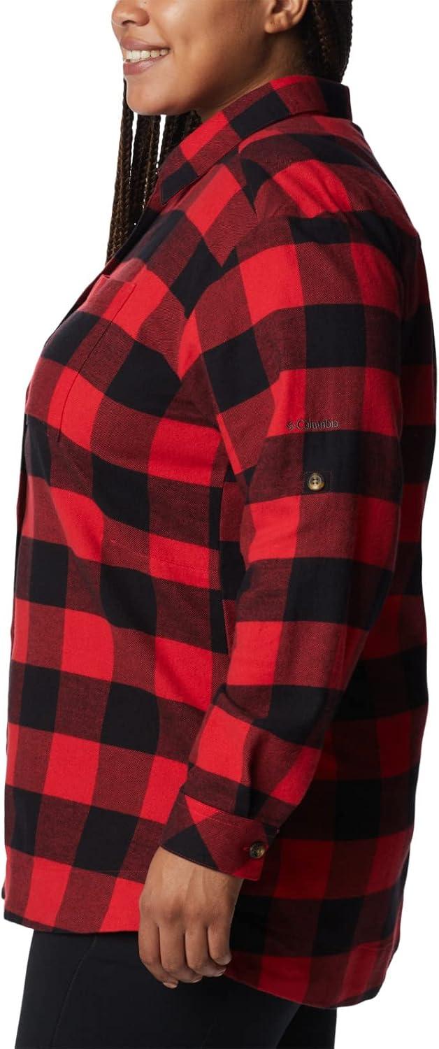 imageColumbia Womens Holly Hideaway Flannel ShirtButton Down ShirtRed Lily Buffalo Check