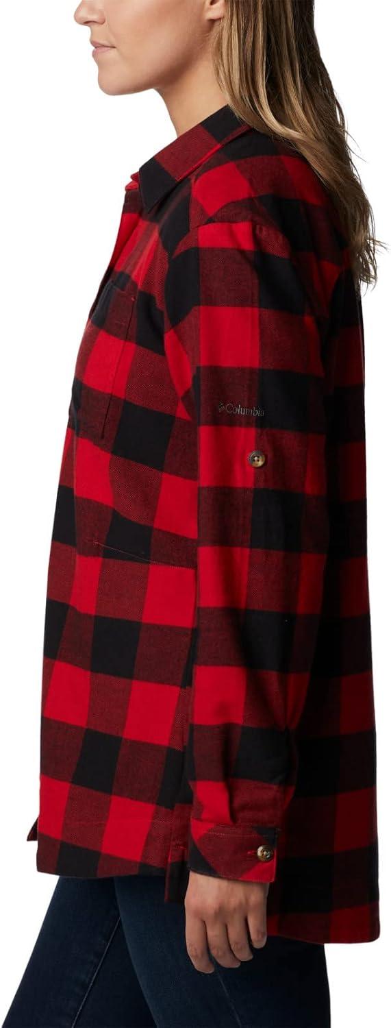 imageColumbia Womens Holly Hideaway Flannel ShirtButton Down ShirtRed Lily Buffalo Check