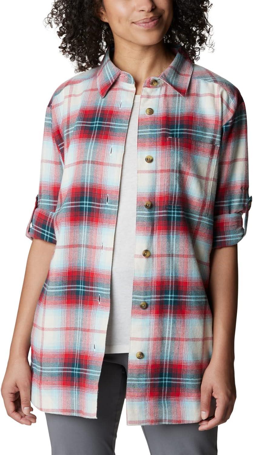 imageColumbia Womens Holly Hideaway Flannel ShirtButton Down ShirtRed Lily Ombre Tartan