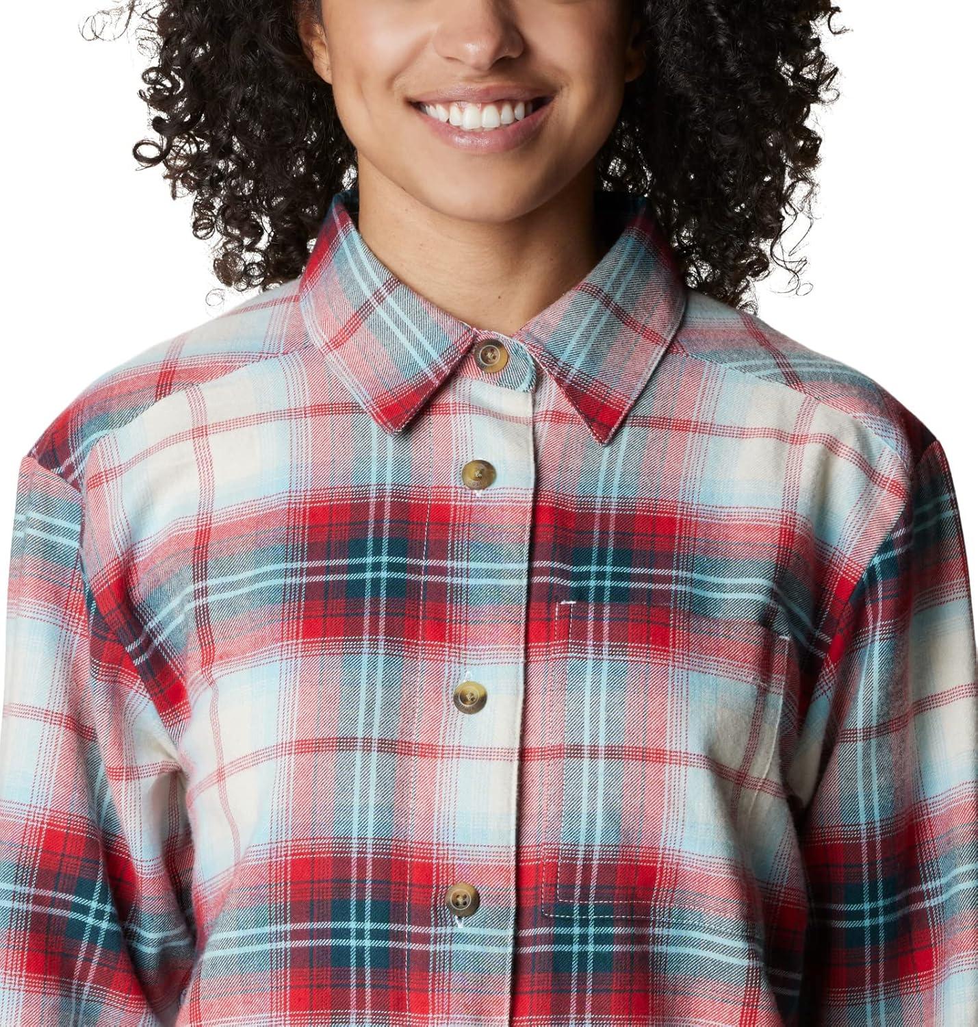 imageColumbia Womens Holly Hideaway Flannel ShirtButton Down ShirtRed Lily Ombre Tartan