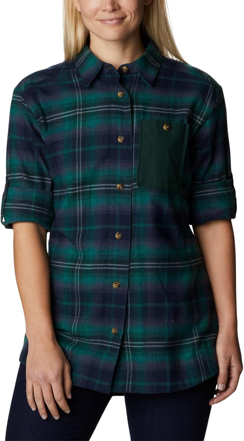 imageColumbia Womens Holly Hideaway Flannel ShirtButton Down ShirtSpruce Multi Tartan