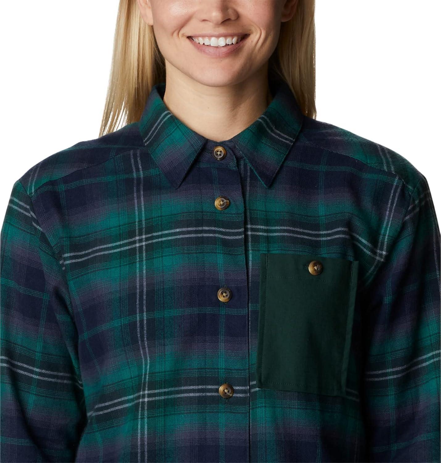 imageColumbia Womens Holly Hideaway Flannel ShirtButton Down ShirtSpruce Multi Tartan