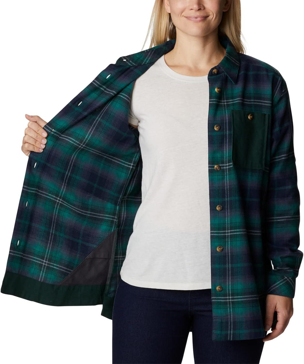 imageColumbia Womens Holly Hideaway Flannel ShirtButton Down ShirtSpruce Multi Tartan