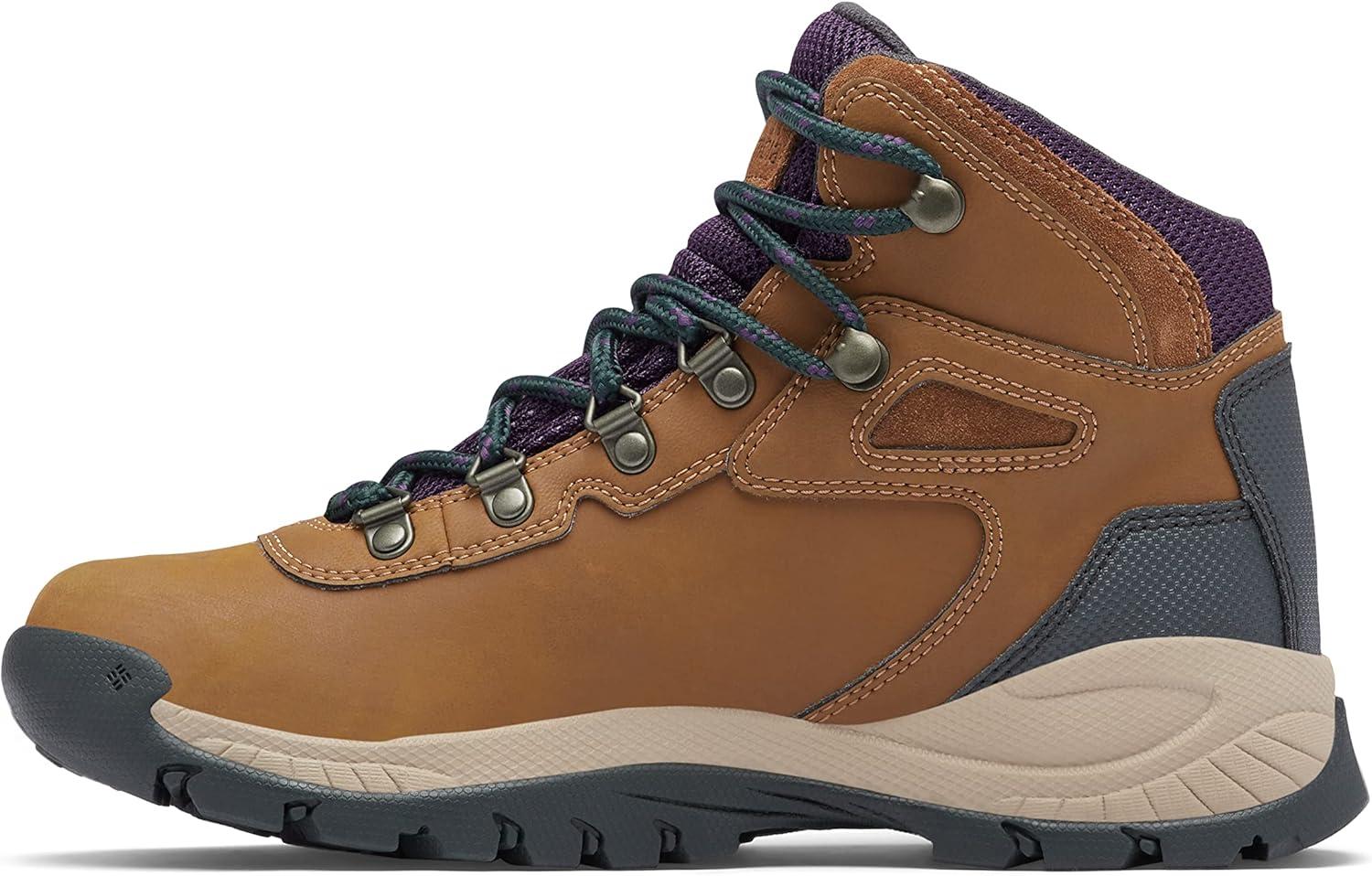 imageColumbia Womens Newton Ridge Plus Waterproof Amped Hiking BootLight BrownCyber Purple