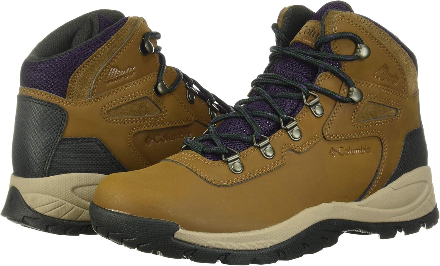 imageColumbia Womens Newton Ridge Plus Waterproof Amped Hiking BootLight BrownCyber Purple