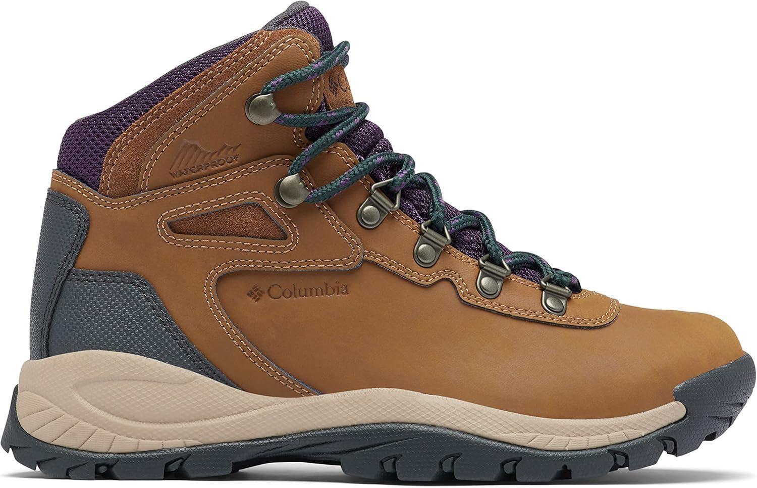 imageColumbia Womens Newton Ridge Plus Waterproof Amped Hiking BootLight BrownCyber Purple
