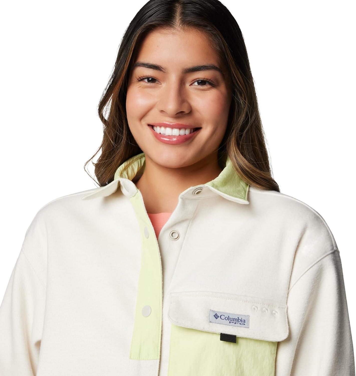 imageColumbia Womens PFG Open Water Shirt JacketStoneSpring Yellow