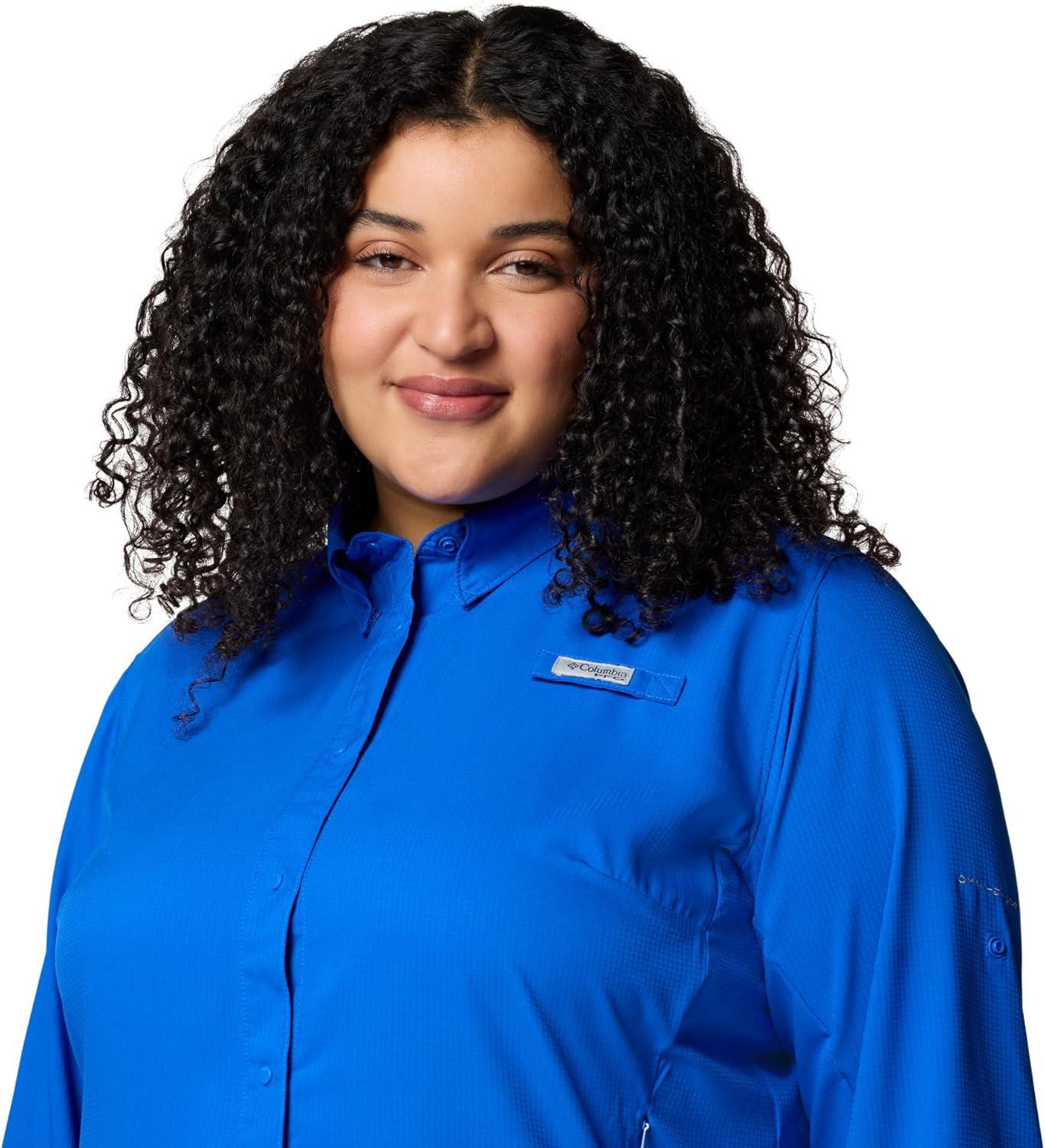 imageColumbia Womens PFG Tamiami II UPF 40 Long Sleeve Fishing ShirtBlue Macaw